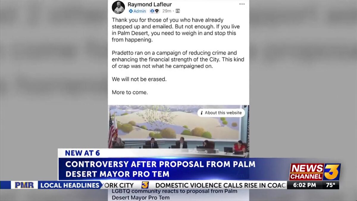 LGBTQ community reacts to proposal from Palm Desert Mayor Pro Tem