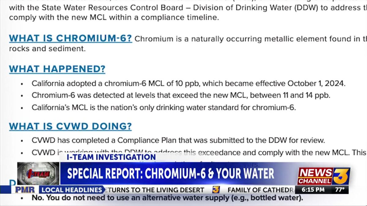 Special Report: Tainted Water – California’s new Chromium rule and its impact on the Coachella Valley