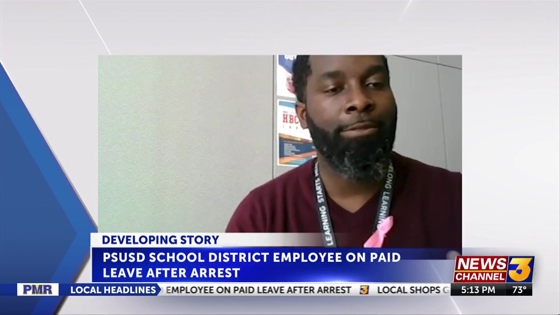 School district employee on paid leave after arrest