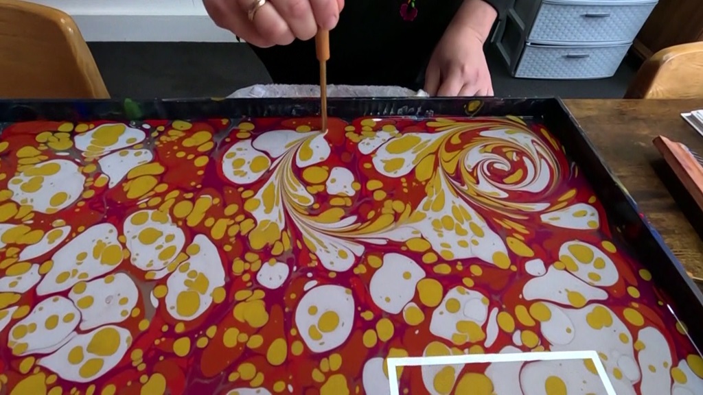 Vesile Yilmaz teaches the ancient art of ebru to people in southeast Wisconsin every other week.