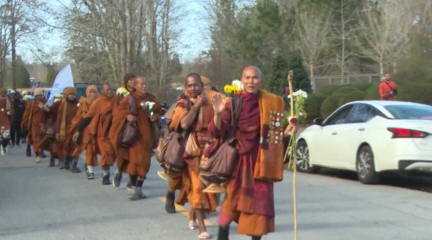 A group of Buddhist monks “walking for peace” is in the Charlotte area today.