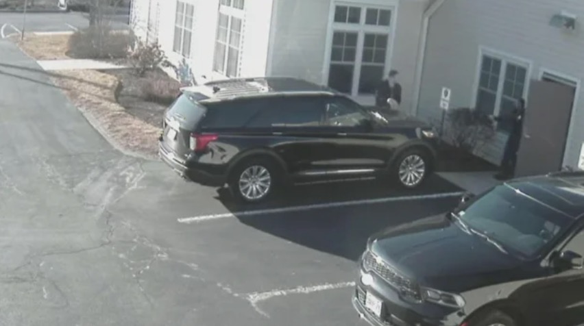 Abington Police said surveillance video showed Franklin Cederholm pouring gasoline on the police chief's cruiser before he was confronted by an officer on Jan. 16.