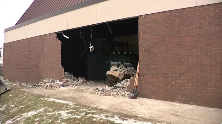 An Elizabeth High School student reported a minor leg injury after a driver crashed through a wall. Jan. 5