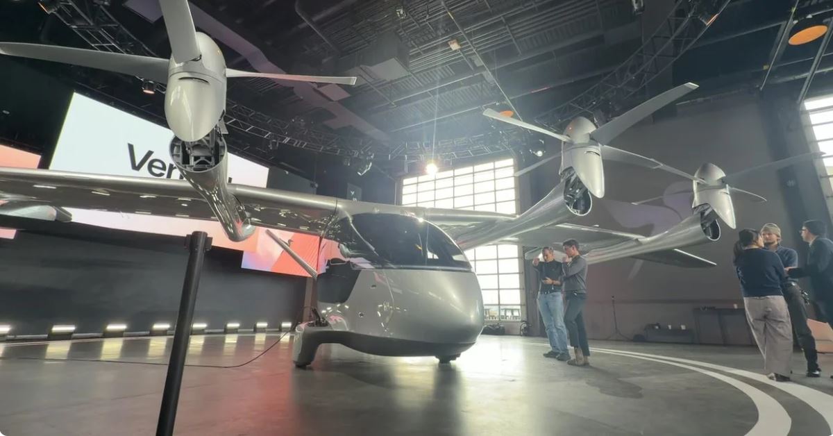 An all-electric air taxi was on display for the public to check out at Pier 76.