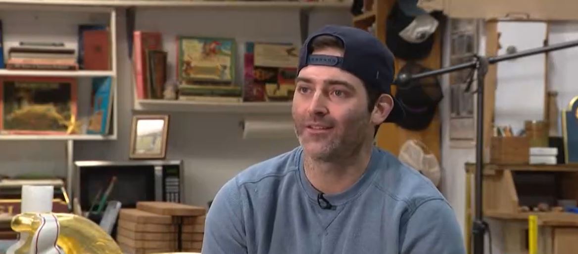 Inside his workshop in East Falmouth