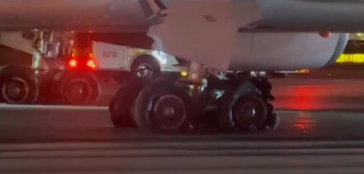 The tires on an aircraft blew out while attempting to land at Hartsfield-Jackson Atlanta International Airport on Tuesday evening