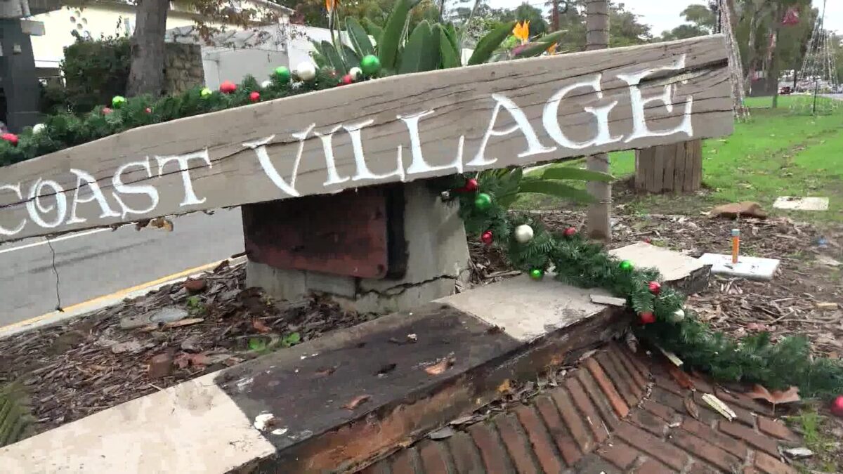 Coast Village Road Sign Wiped Out in New Year’s Day Crash