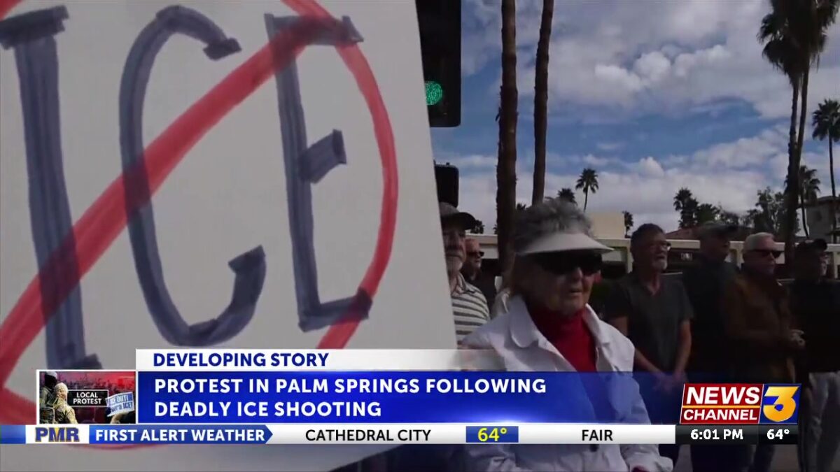 Protest takes place in Palm Springs in aftermath of Pretti shooting