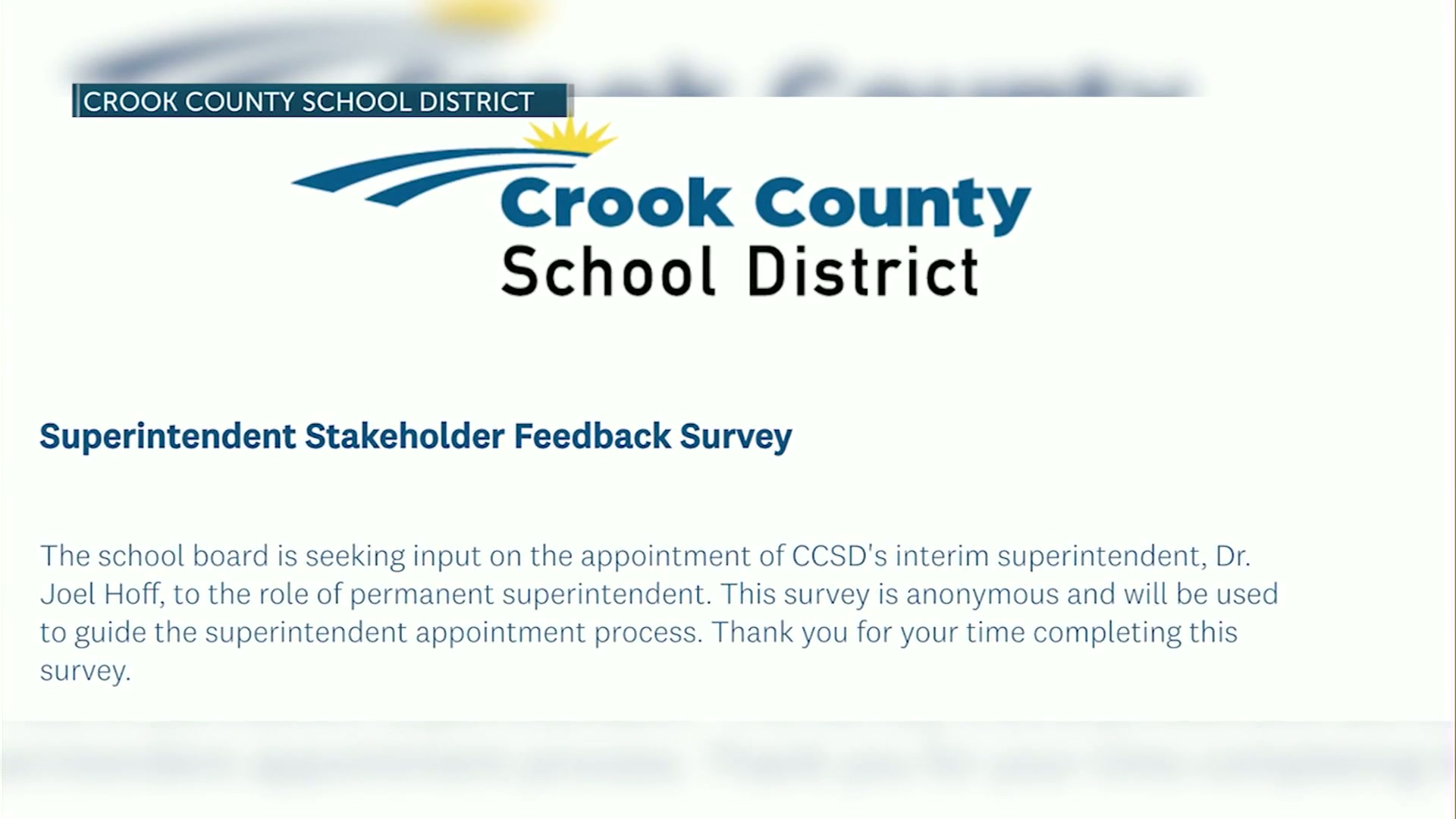 ‘Now’s the time to speak up’: Crook County School Board reminds community of survey on interim superintendent