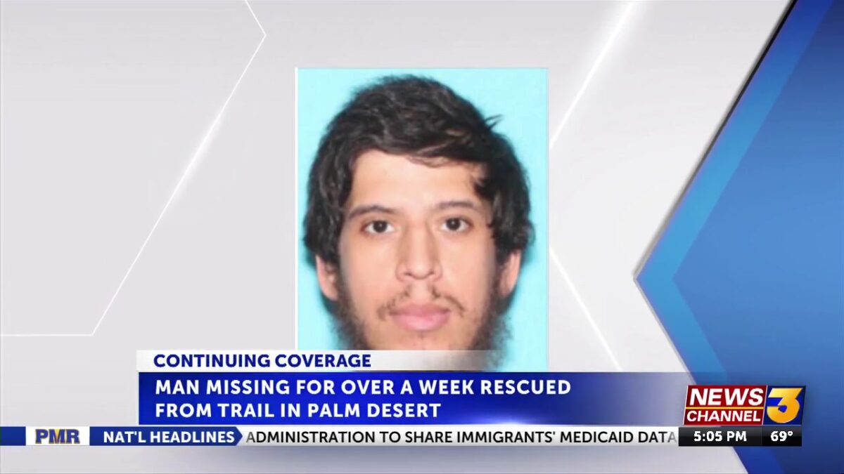 Man missing for over a week rescued from trail in Palm Desert