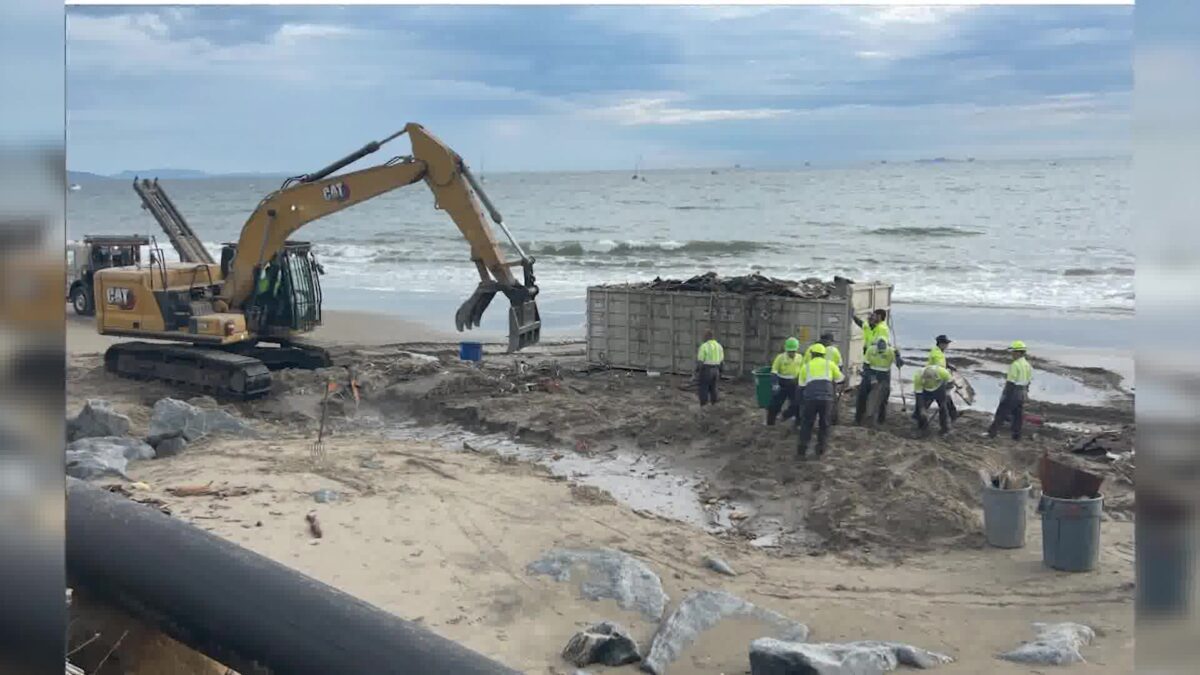 Wrecked Boat Removed From a Santa Barbara Beach