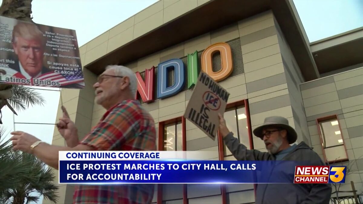 ‘ICE out of Indio’ protest marches to City Hall