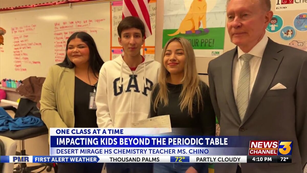 One Class at a Time: Desert Mirage High School chemistry teacher surprised with $777.77 for classroom