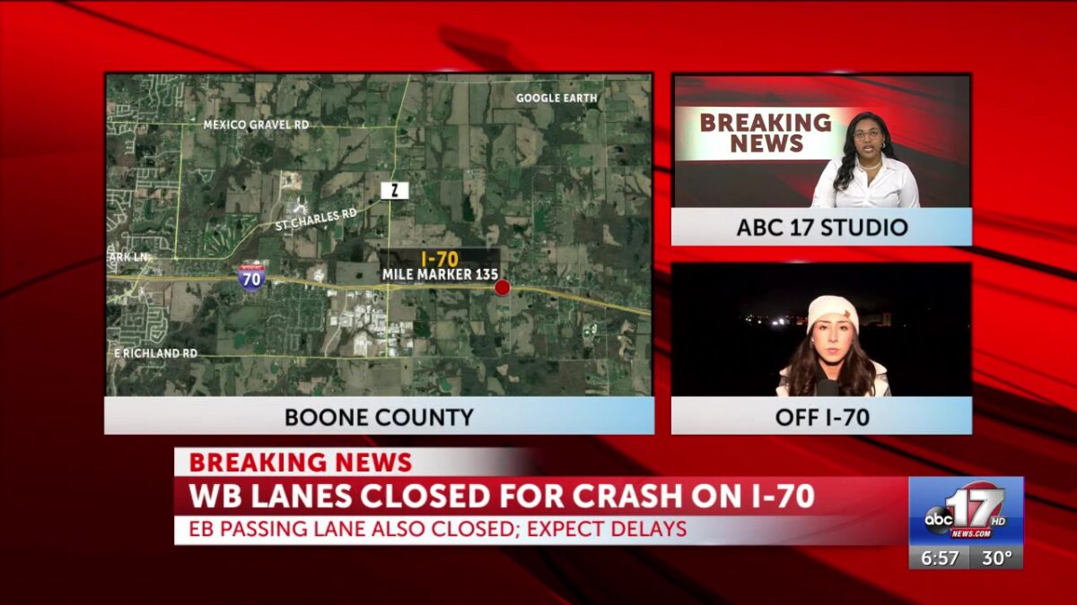 Tractor-trailer rollover stops traffic on Interstate 70