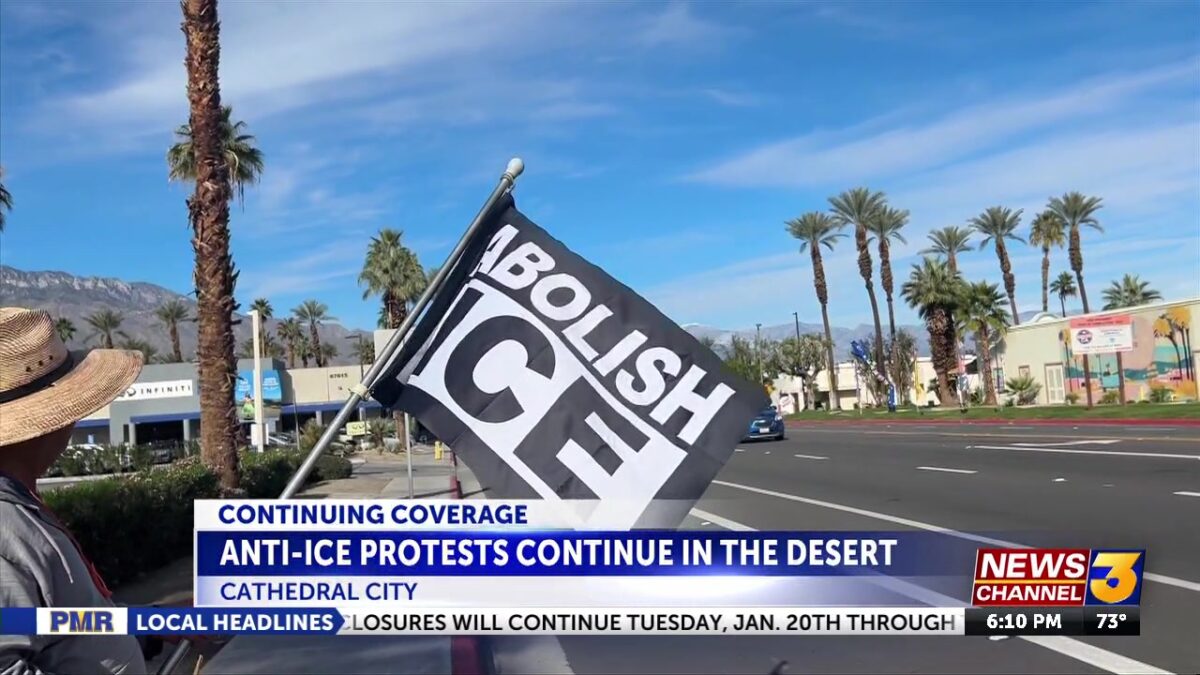 Community members protest ICE enforcement near Cathedral City ARCO