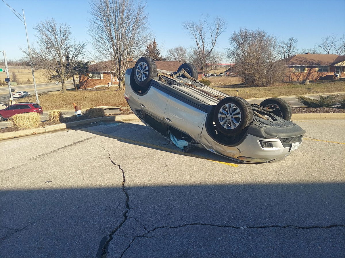 Car flips after hitting tree