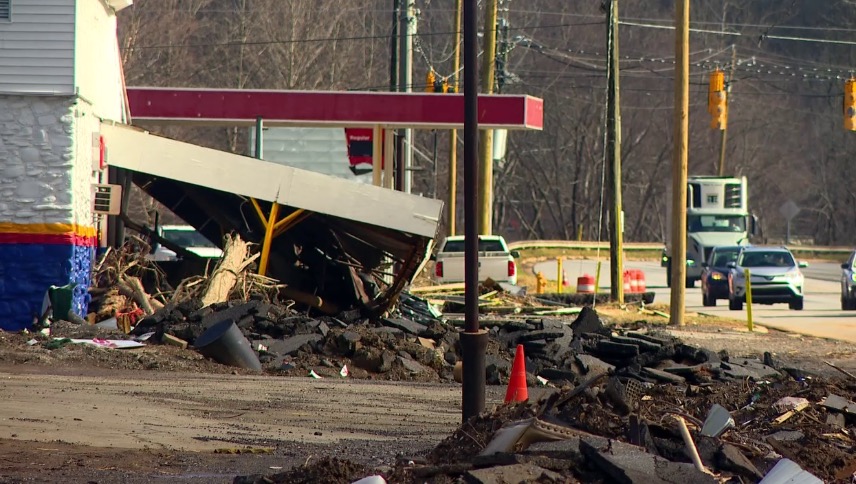 Hurricane Helene damage is pictured in Buncombe County