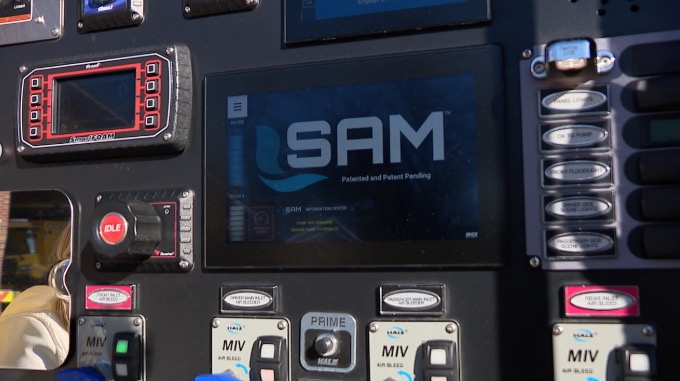 "Sam" is a smart system run by a touch screen controlling the pump panel for the Wooster Township Fire Department.