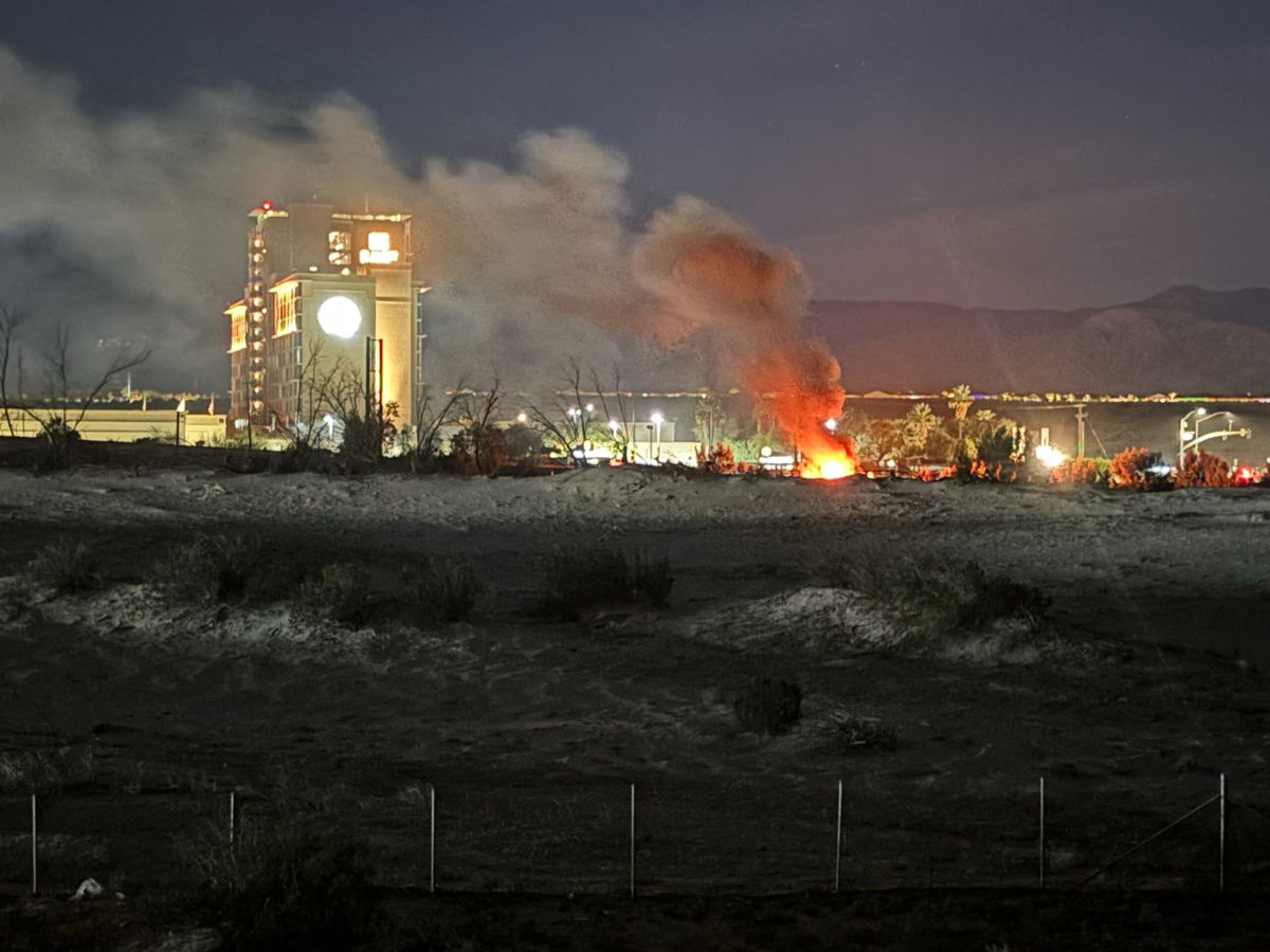 Small fire seen in tamarisk trees near Agua Caliente