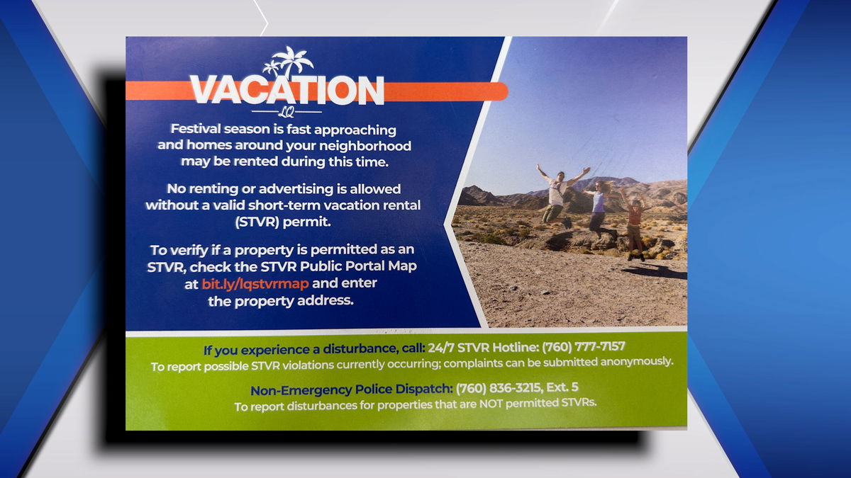La Quinta sends STVR enforcement flyers ahead of festival season