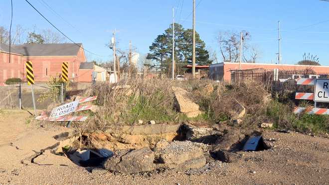 A massive sinkhole near Corner Stone Baptist Church in Jackson has been causing disruptions for nearly four years