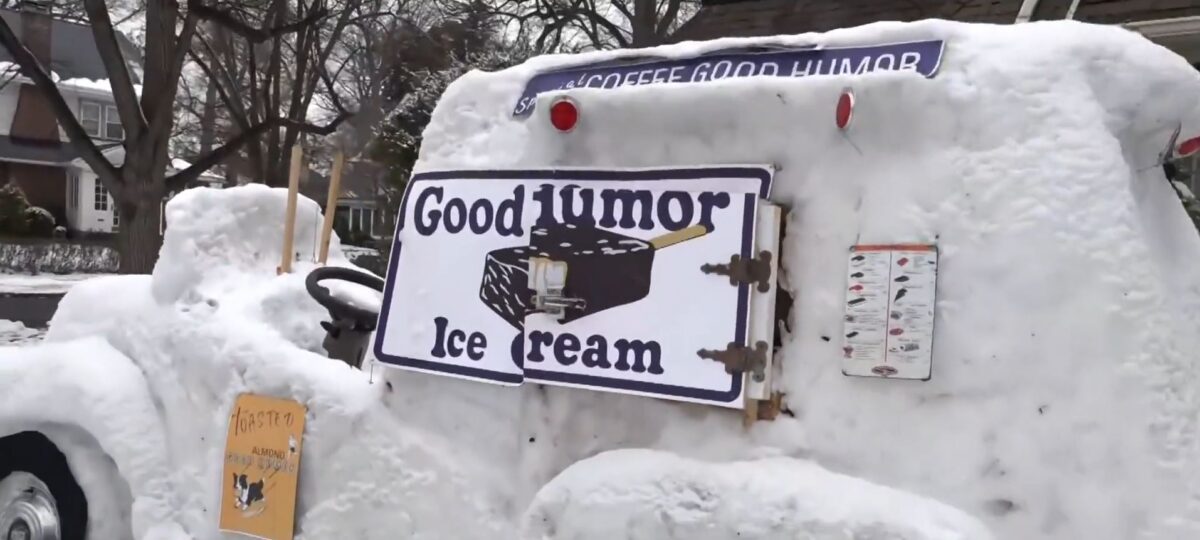 Life in one New Jersey town just got a whole lot sweeter. A man crafted a Good Humor truck out of snow and even sells ice cream out of it for a great cause.