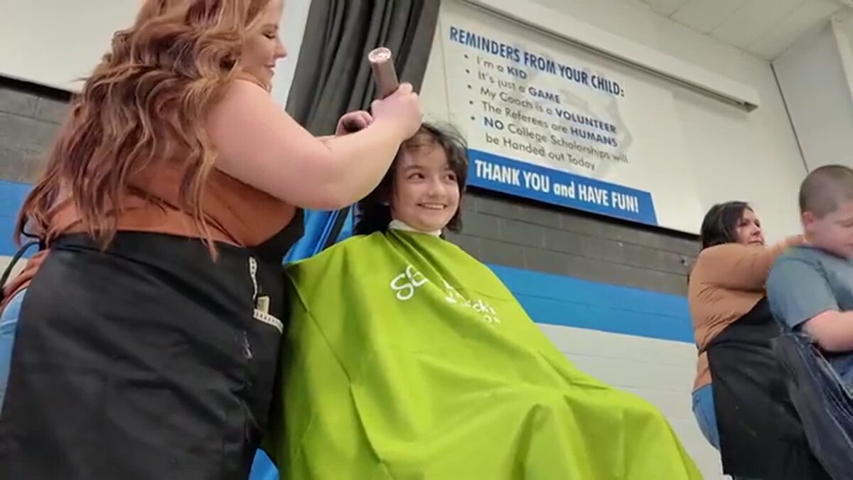 Participants shaved their heads as part of a St. Baldrick’s Foundation event supporting children battling cancer