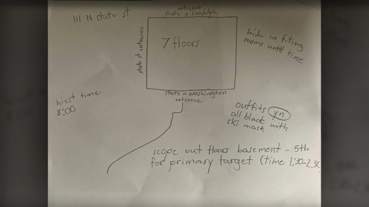 Two people could be seen on surveillance video emerging from inside the store