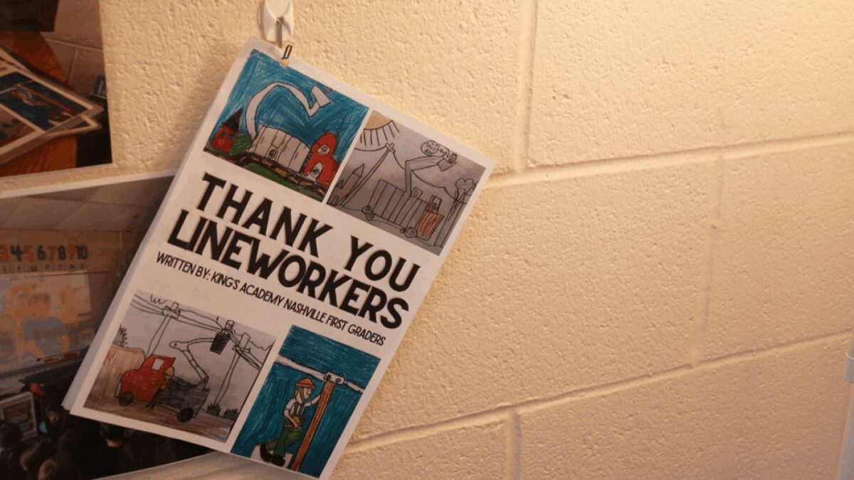 First graders at King's Academy in Nashville wanted to show their appreciation for the Nashville Electric Service line workers who restored power after January's devastating ice storm.