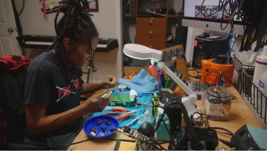 Hankerson specializes in repairing a mixture of old and new music gear. She says the work is not easy.