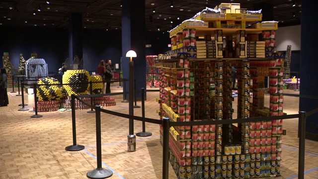 Awards were handed out to the architectural design teams that built these unusual pieces of work out of cans.