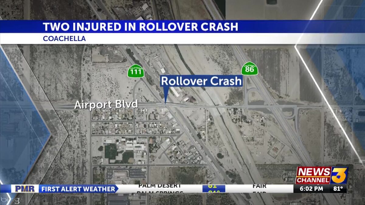 Two hospitalized following overnight rollover crash in Coachella