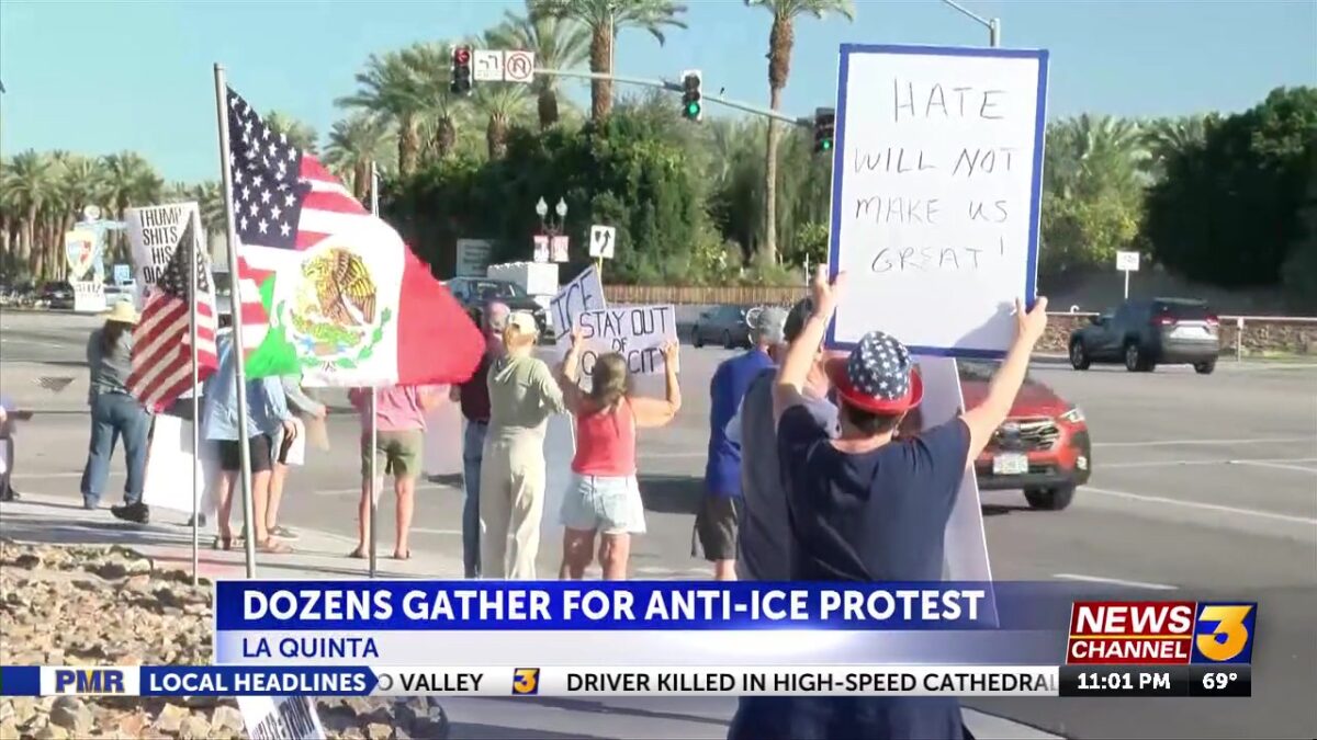 Dozens rally in La Quinta to protest ICE activity
