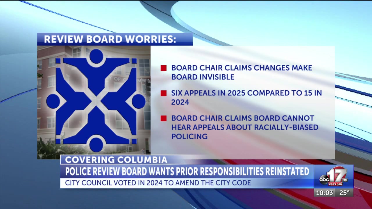 Columbia Citizens Police Review Board chair asks for city to reinstate prior responsibilities