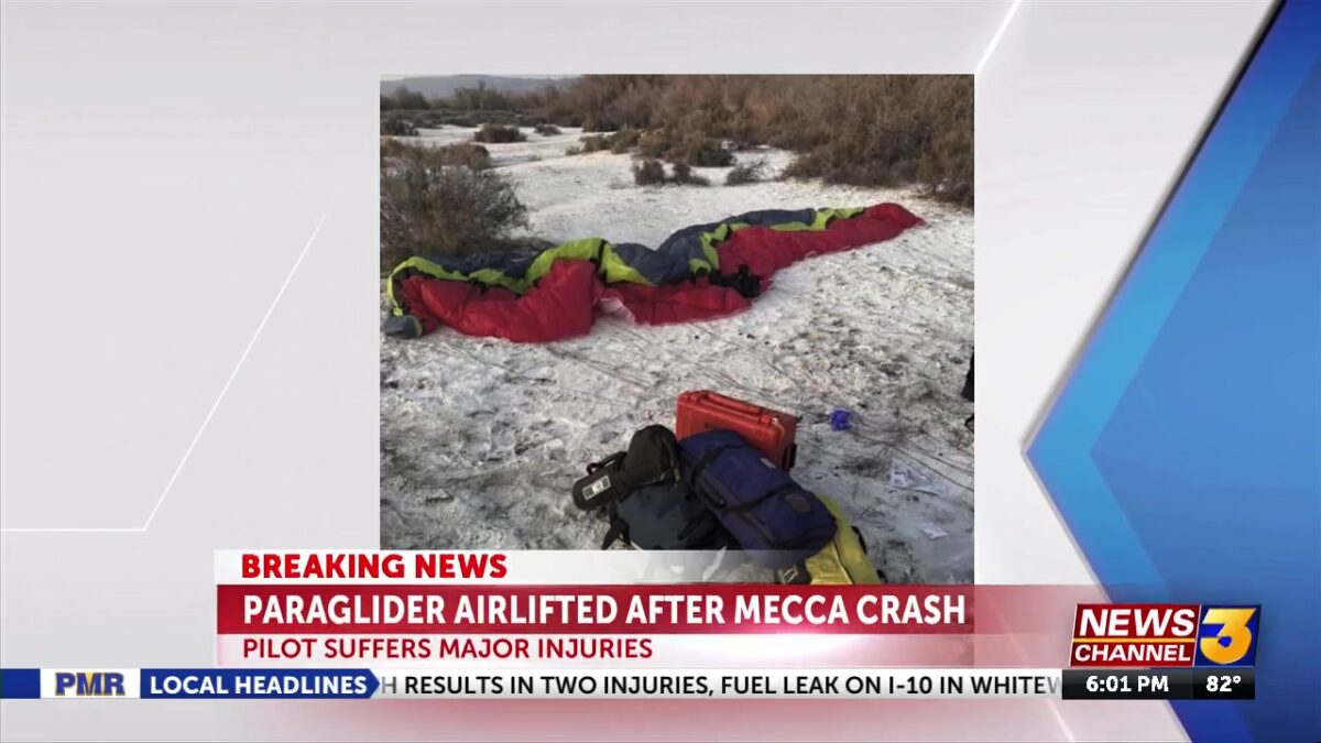 Mecca paragliding accident: Pilot hospitalized after power line collision