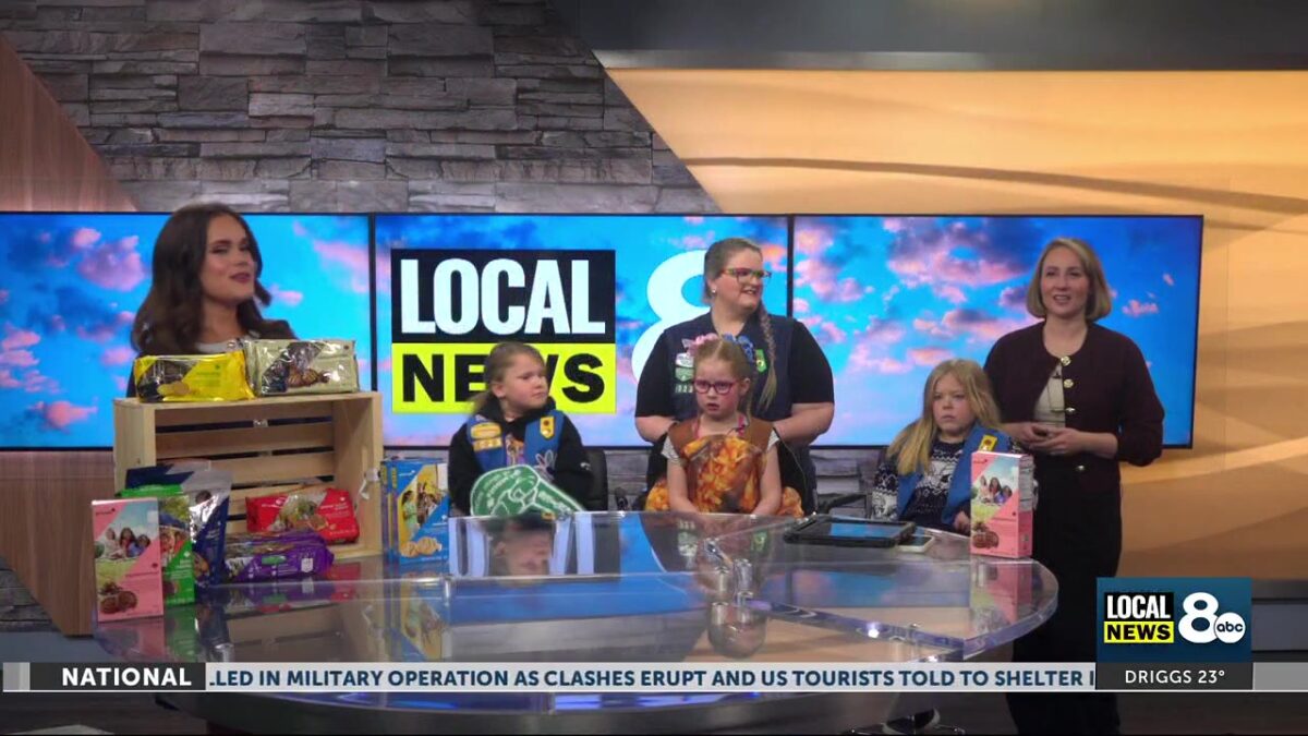 Local Girl Scouts visit the studio to talk about cookies