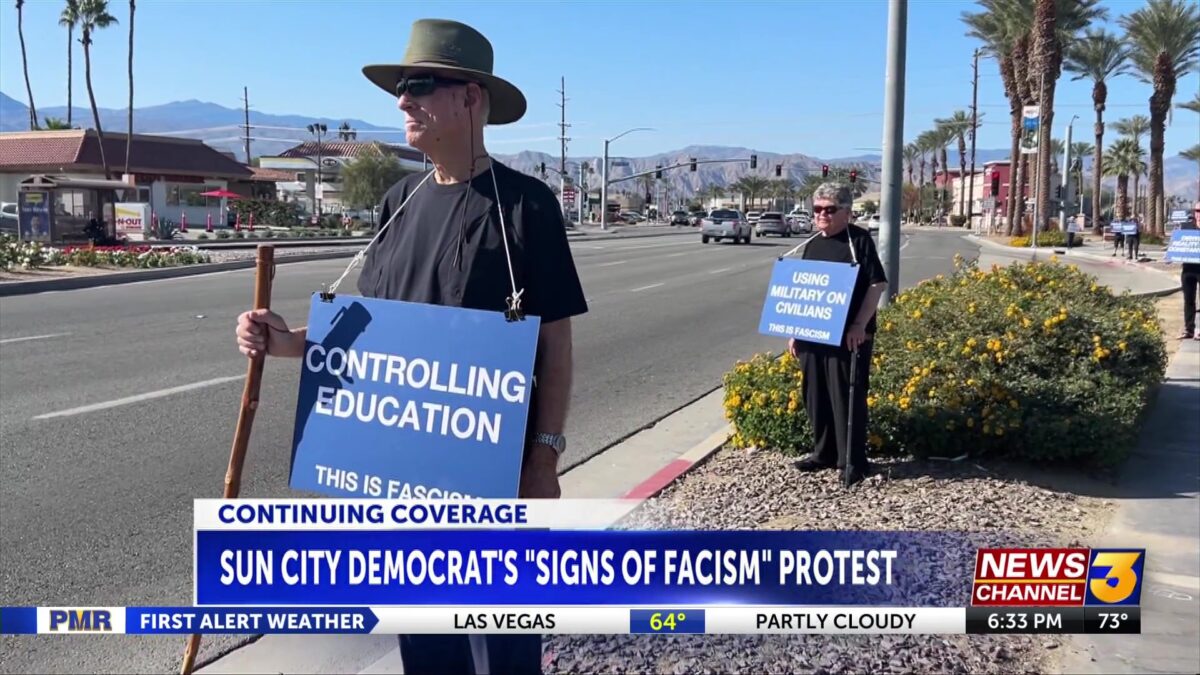 Dems of Sun City hosts ‘signs of fascism’ protest in Indio