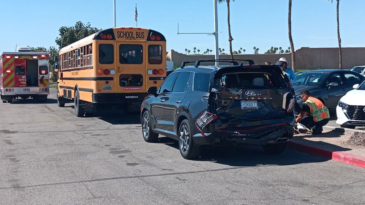 School bus crashes into vehicle on Pacific Avenue