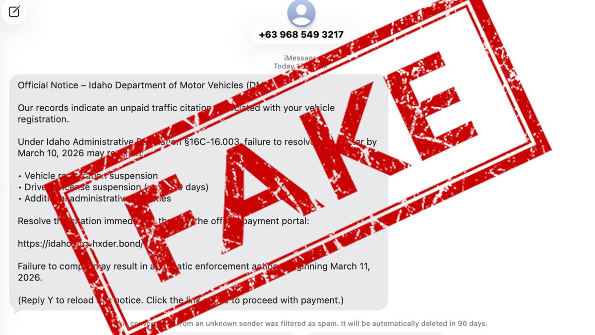 Idaho Transportation Dept. warns of statewide DMV text message scam