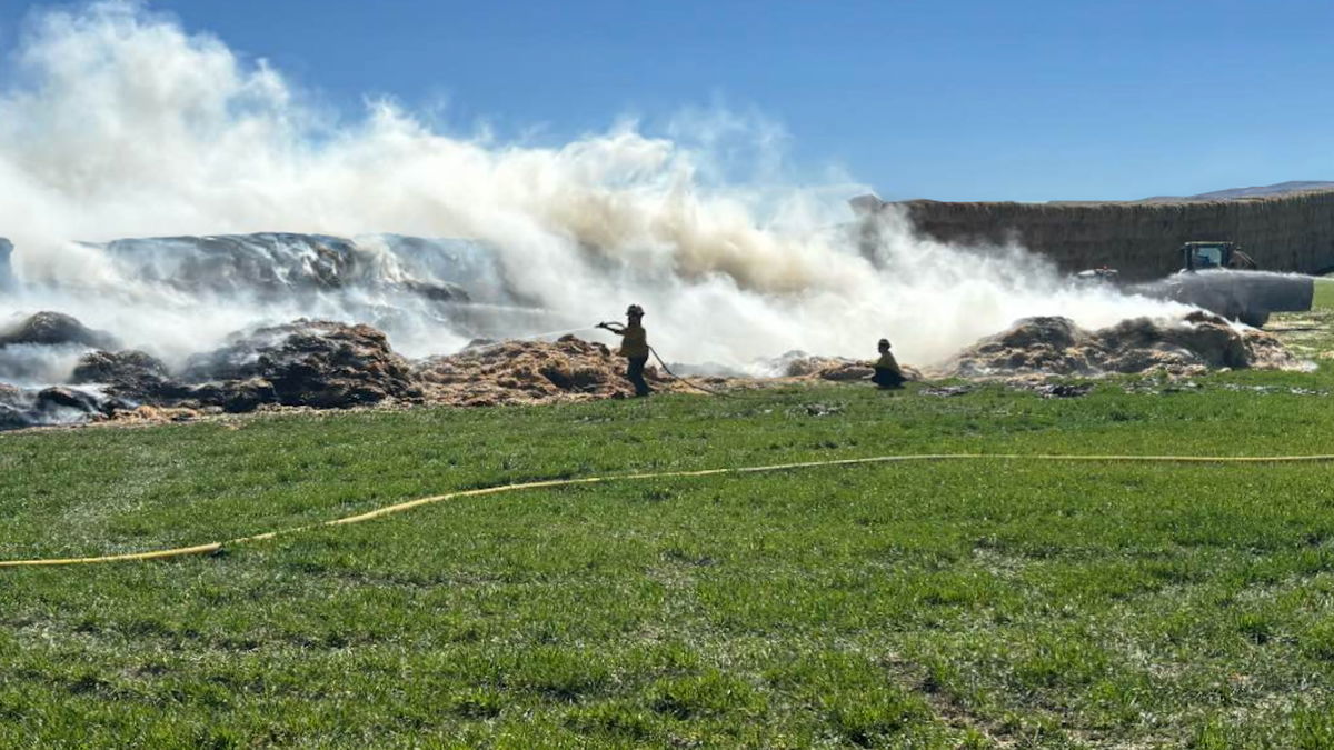 Crews contain 200-bale haystack fire near Fort Hall