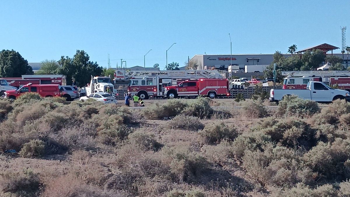 YFD and AZDPS on scene of crash on Interstate 8 near Avenue 3E exit