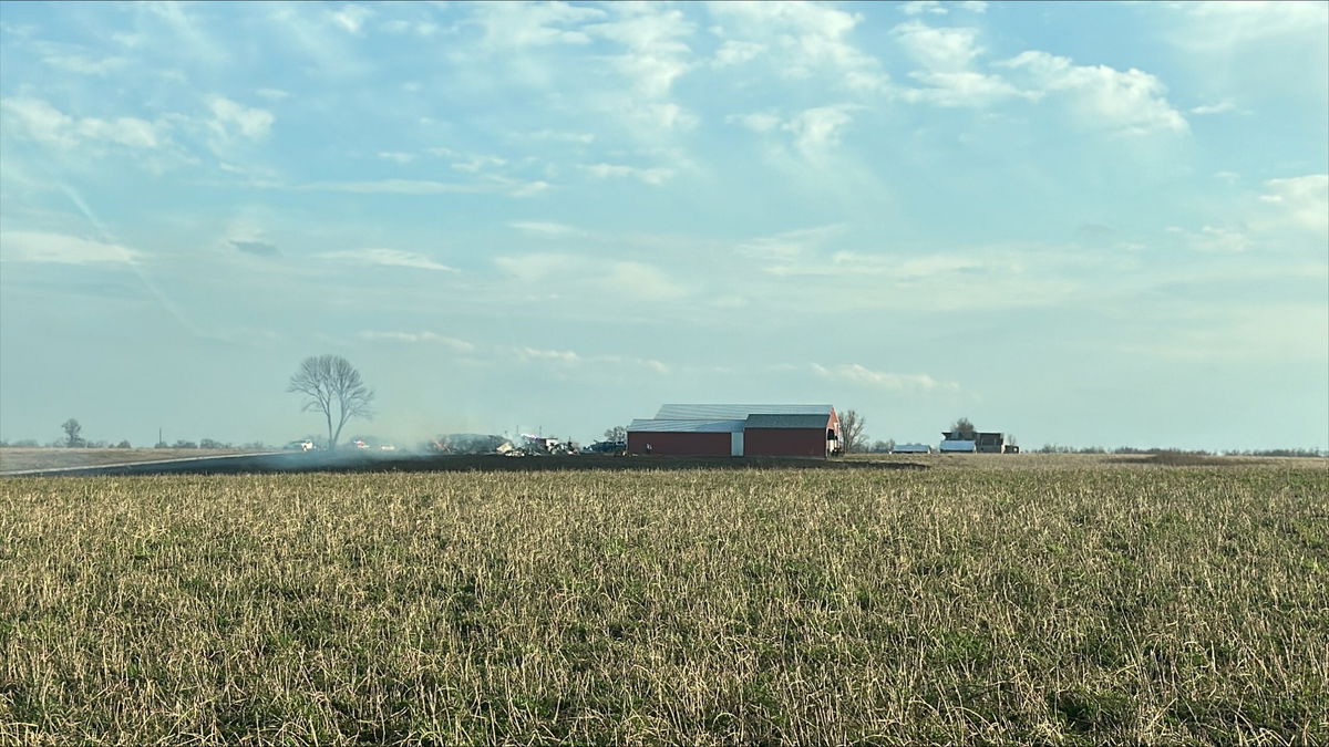 Hay barn catches fire