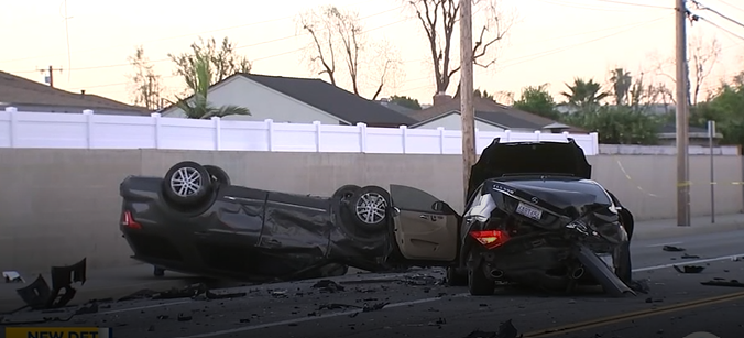 Covina police later confirmed to Eyewitness News that it happened as a husband was chasing his wife at a high rate of speed. He eventually crashed into the other cars.