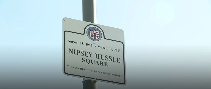 Hundreds of fans gathered Saturday as the city named the intersection of Slauson and Crenshaw "Nipsey Hussle Square" to honor the late rapper's life and work in his South Los Angeles community.