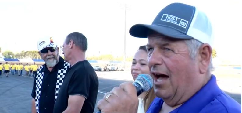 Stockton 99 Speedway owner Tony Noceti made a triumphant return to the racetrack for the first time since surviving a head-on car crash