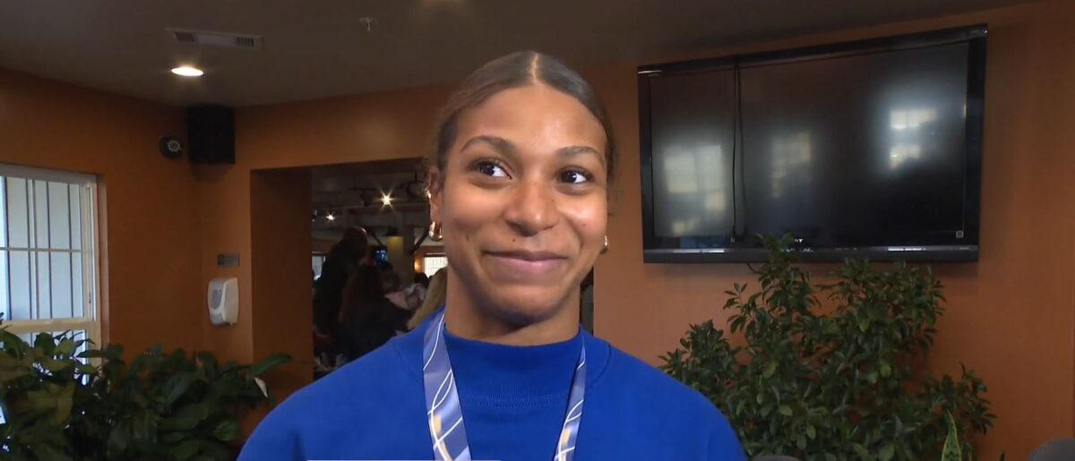 Olympic bronze medalist Jasmine Jones was celebrated by her family and friends at a surprise party held in Greensburg on Sunday.