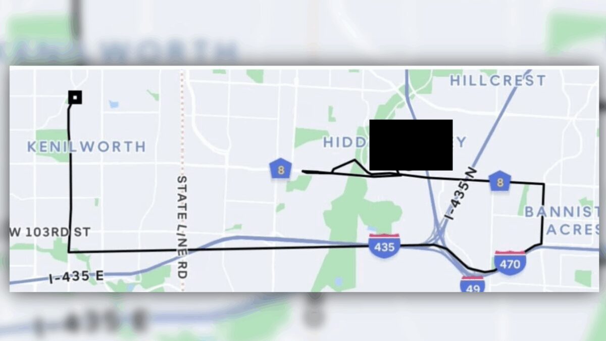 Image shows the route taken by the Uber driver during the chase that ended in gunfire.