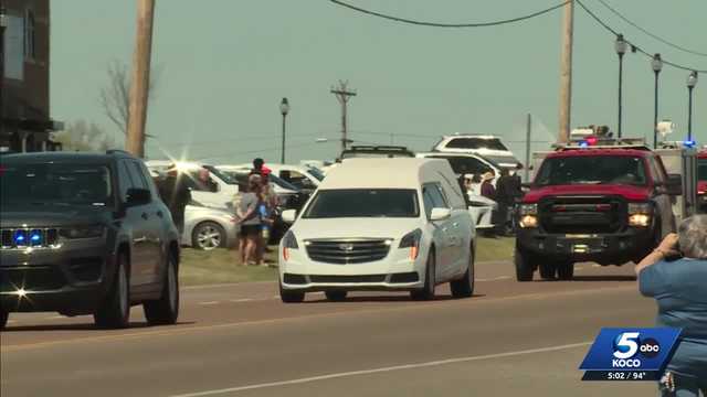 Hundreds of people lined the streets of Goldsby and Purcell on Friday to honor the two volunteer firefighters killed when their firetruck crashed.