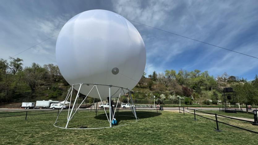 A massive spherical art installation in Salt Lake City highlights Great Salt Lake's issues.