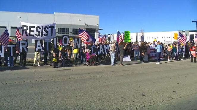 The vandalism at the warehouse located west of Salt Lake City International Airport included graffiti with a swastika that had a line going through it